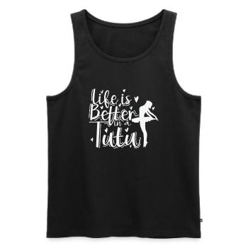 Life is better in a Tuta Ballet - Männer Premium Bio Tank Top - Schwarz - Vorne - Michal (187cm)