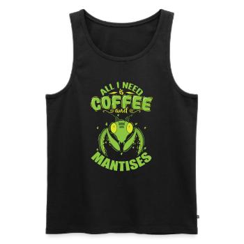 All I need is Coffee and Mantises - Männer Premium Bio Tank Top - Schwarz - Vorne - AI Model Male 178 light (178cm)
