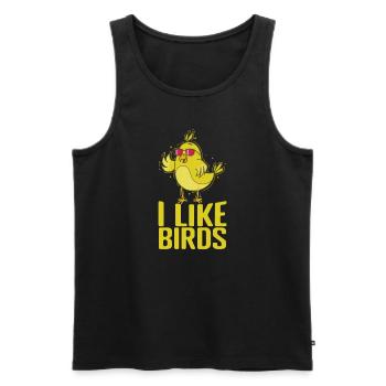 I Like Birds Canary - Men's Premium Organic Tank Top - black - Front - Michal (187cm)