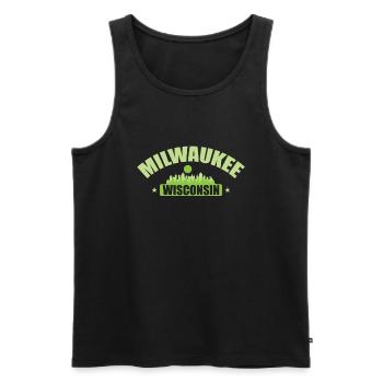 Milwaukee, une ville du Wisconsin, dans le Wisconsin. - Débardeur bio Premium Homme - noir - Devant - AI Model Male 178 light (178cm)