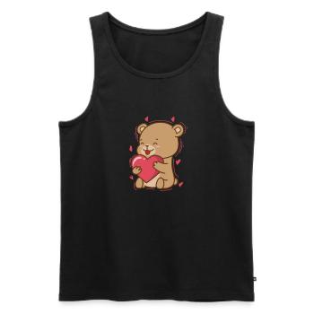 Ours Avec Coeur, Animal, Forêt - Débardeur bio Premium Homme - noir - Devant - Michal (187cm)