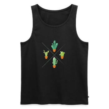 Jardinage de quatre cactus - Débardeur bio Premium Homme - noir - Devant - Michal (187cm)