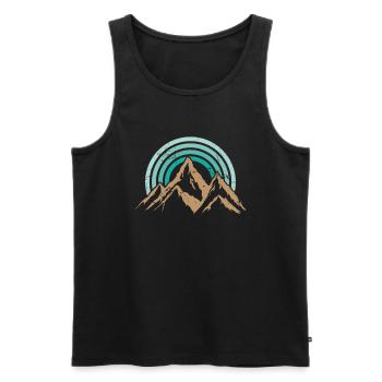 Wandern Berge Retro Stil - Männer Premium Bio Tank Top - Schwarz - Vorne - AI Model Male 178 light (178cm)