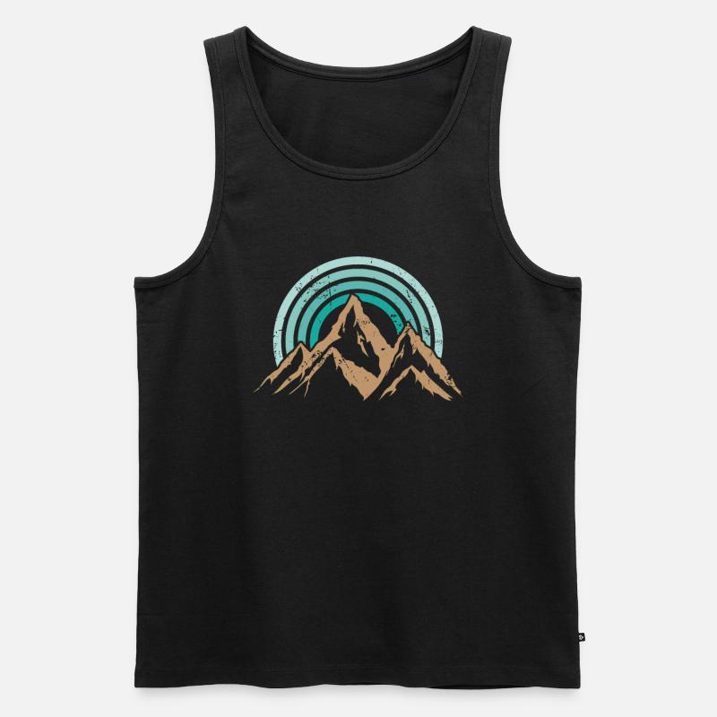 Wandern Berge Retro Stil - Männer Premium Bio Tank Top - Schwarz