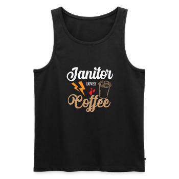 Le concierge aime le gardien de café - Débardeur bio Premium Homme - noir - Devant - AI Model Male 178 light (178cm)