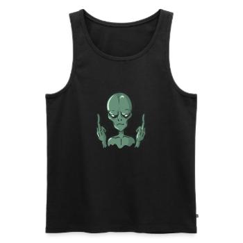Alien shows middle finger - Men's Premium Organic Tank Top - black - Front - AI Model Male 178 light (178cm)