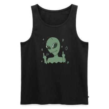 Aliens shows middle finger - Men's Premium Organic Tank Top - black - Front - AI Model Male 178 light (178cm)