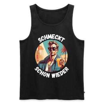 Schmeckt schon wieder! - Männer Premium Bio Tank Top - Schwarz - Vorne - Michal (187cm)