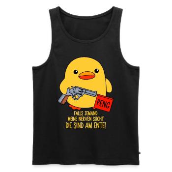 Falls jemand meine Nerven sucht - Die sind am Ente - Männer Premium Bio Tank Top - Schwarz - Vorne - Michal (187cm)