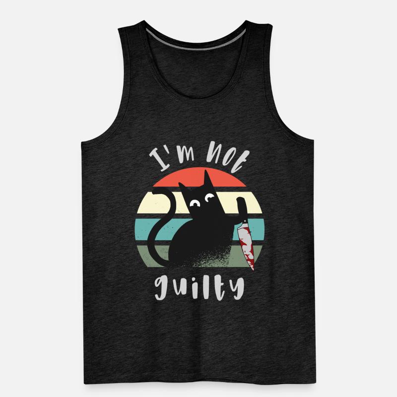 Ich bin unschuldig, Katze mit Messer Männer Premium Bio Tank Top