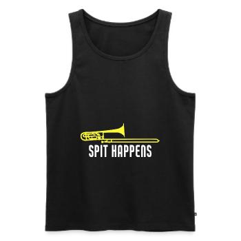 Funny Trombone Spit Happens Trombone Player - Männer Premium Bio Tank Top - Schwarz - Vorne - AI Model Male 178 light (178cm)