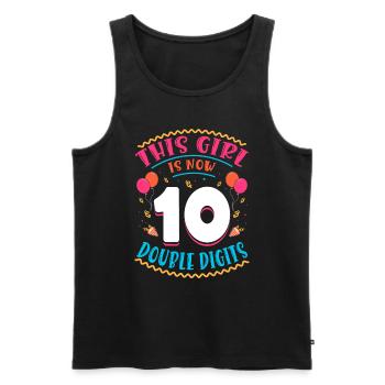 Cette fille a maintenant 10 | Thème Cupcake - Débardeur bio Premium Homme - noir - Devant - AI Model Male 178 light (178cm)