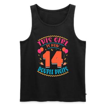 Cette fille a maintenant 14 | Thème Cupcake - Débardeur bio Premium Homme - noir - Devant - Michal (187cm)
