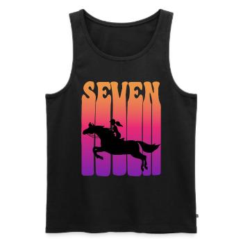 Girl riding, I am 7 years old, children 7. - Men's Premium Organic Tank Top - black - Front - Michal (187cm)