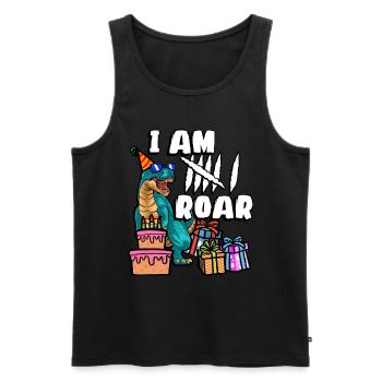 Je suis 6 Roars | Chemise d’anniversaire de dinosaure - Débardeur bio Premium Homme - noir - Devant - AI Model Male 178 light (178cm)