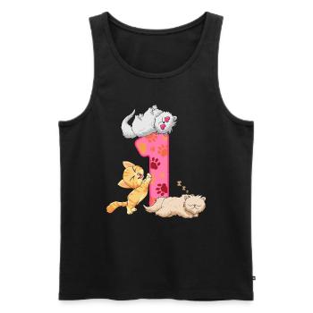 1. Geburtstag Kätzchen | Katze Geburtstag Shirt | - Männer Premium Bio Tank Top - Schwarz - Vorne - Michal (187cm)