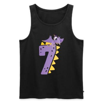 7e anniversaire | | d’anniversaire de dinosaure - Débardeur bio Premium Homme - noir - Devant - Michal (187cm)