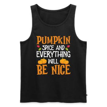 Épice de citrouille et tout sera bien costume d’Halloween - Débardeur bio Premium Homme - noir - Devant - Michal (187cm)
