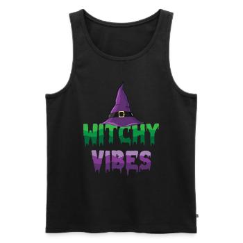 Witchy Vibes Wizard Witch Hat Halloween Costume - Men's Premium Organic Tank Top - black - Front - AI Model Male 178 light (178cm)