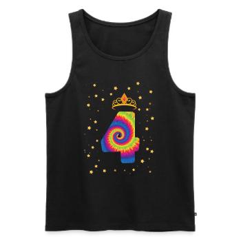 4th Birthday Krone | Tie Dye Themed Birthday | - Men's Premium Organic Tank Top - black - Front - Michal (187cm)