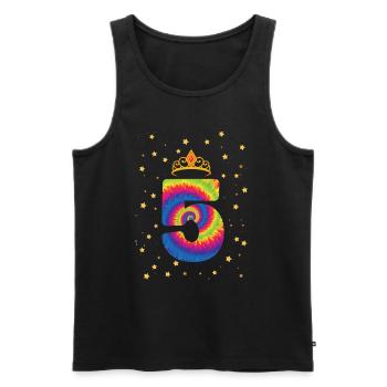 5. Geburtstag Krone | Tie Dye Themed Geburtstag | - Männer Premium Bio Tank Top - Schwarz - Vorne - Michal (187cm)