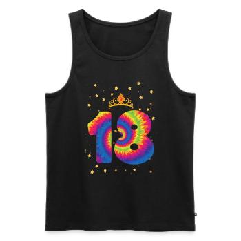 18th birthday Krone | Tie Dye Themed Birthday - Men's Premium Organic Tank Top - black - Front - Michal (187cm)