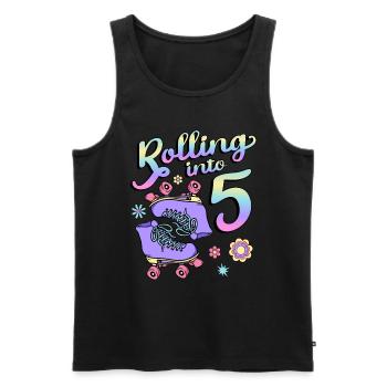 Rolling Into 5 Roller Skaters Floral 5th Year - Men's Premium Organic Tank Top - black - Front - Michal (187cm)
