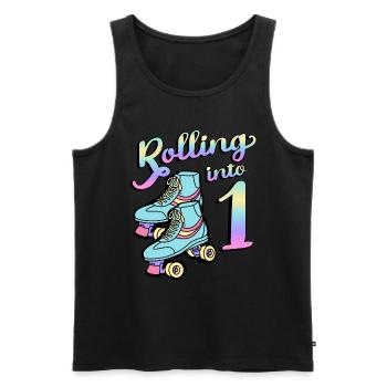 Rolling Into 1 Roller Skaters Skates 1st Year - Men's Premium Organic Tank Top - black - Front - Michal (187cm)