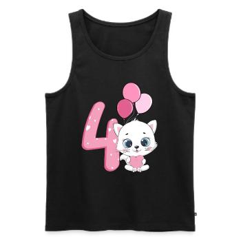 Chaton 4ème anniversaire | Chemise d’anniversaire chat | - Débardeur bio Premium Homme - noir - Devant - Michal (187cm)