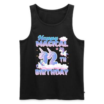 Happy Magical 12th Birthday Einhorn Pony - Männer Premium Bio Tank Top - Schwarz - Vorne - Michal (187cm)