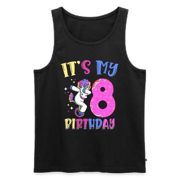 Es Ist Mein 8 Geburtstag Tupfende Einhorn Pony 8. - Männer Premium Bio Tank Top - Schwarz - Vorne - Michal (187cm)