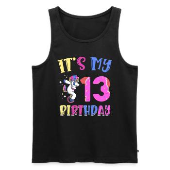 C’est mon 13e anniversaire Dabbing Unicorn Pony - Débardeur bio Premium Homme - noir - Devant - Michal (187cm)