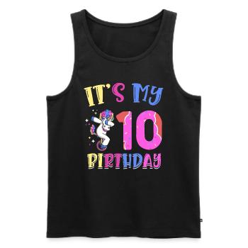 C’est mon 10e anniversaire Dabbing Unicorn Pony - Débardeur bio Premium Homme - noir - Devant - Michal (187cm)