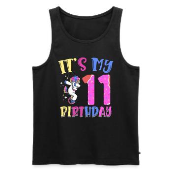 Es Ist Mein 11 Geburtstag Tupfende Einhorn Pony - Männer Premium Bio Tank Top - Schwarz - Vorne - Michal (187cm)