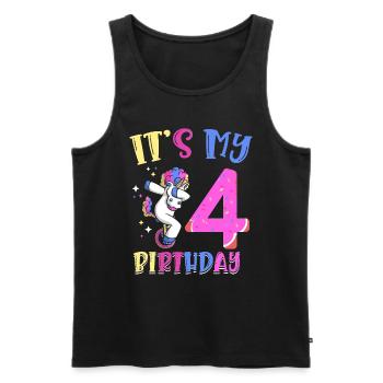 Es Ist Mein 4 Geburtstag Tupfende Einhorn Pony 4. - Männer Premium Bio Tank Top - Schwarz - Vorne - Michal (187cm)