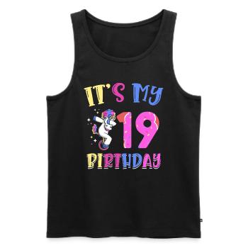 Es Ist Mein 19 Geburtstag Tupfende Einhorn Pony - Männer Premium Bio Tank Top - Schwarz - Vorne - Michal (187cm)