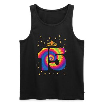 15th birthday Krone | Tie Dye Themed Birthday | - Men's Premium Organic Tank Top - black - Front - Michal (187cm)