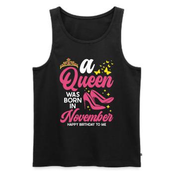 A queen was born in November all the best - Men's Premium Organic Tank Top - black - Front - AI Model Male 178 light (178cm)