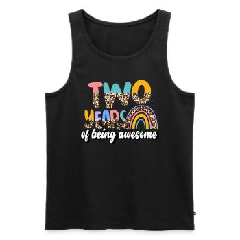 Two Years Awesome Animal Skin Pattern Birthday - Men's Premium Organic Tank Top - black - Front - AI Model Male 178 light (178cm)