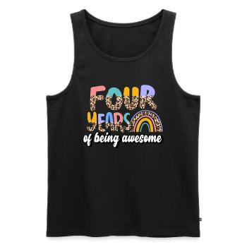 Four Years Awesome Animal Skin Pattern Birthday - Men's Premium Organic Tank Top - black - Front - AI Model Male 178 light (178cm)