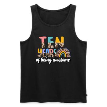 Ten Years Awesome Animal Skin Pattern Birthday - Men's Premium Organic Tank Top - black - Front - AI Model Male 178 light (178cm)