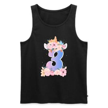 3 Einhorn Krone Niedlicher Blumenstrauß 3. - Männer Premium Bio Tank Top - Schwarz - Vorne - Michal (187cm)