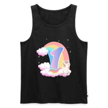 1 Unicorn Rainbow Clouds Little Pony 1. - Men's Premium Organic Tank Top - black - Front - AI Model Male 178 light (178cm)