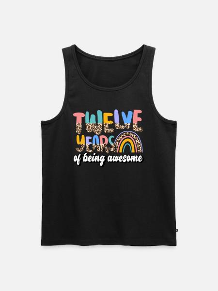 Twelve Years Of Being Awesome Animal Skin Pattern - Men's Premium Organic Tank Top - black