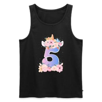 5 Einhorn Krone Niedlicher Blumenstrauß Zum 5. - Männer Premium Bio Tank Top - Schwarz - Vorne - Michal (187cm)