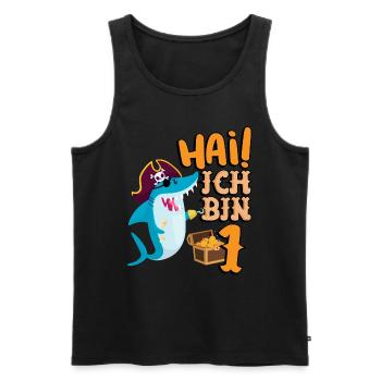 Hai! Ich Bin 1 Einäugiger Piraten Hai 1. - Männer Premium Bio Tank Top - Schwarz - Vorne - AI Model Male 178 light (178cm)