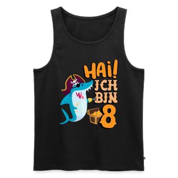 Hai! Ich Bin 8 Einäugiger Piraten Hai 8. - Männer Premium Bio Tank Top - Schwarz - Vorne - AI Model Male 178 light (178cm)