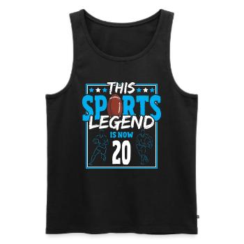 This sports legend is now 20, rugby game 20. - Men's Premium Organic Tank Top - black - Front - AI Model Male 178 light (178cm)