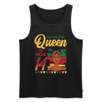 This Melanin Queen Is Now 14, 14th Birthday - Men's Premium Organic Tank Top - black - Front - Michal (187cm)