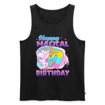 Happy 7th Birthday Unicorn - Men's Premium Organic Tank Top - black - Front - Michal (187cm)